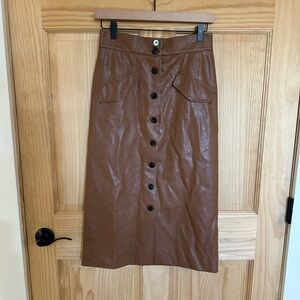 H&M camel Button-Front Midi Skirt